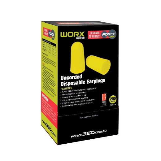 Picture of Force360 Bullet Shaped Uncorded Disposable Earplug Class 5, 26dB (200pr per box)