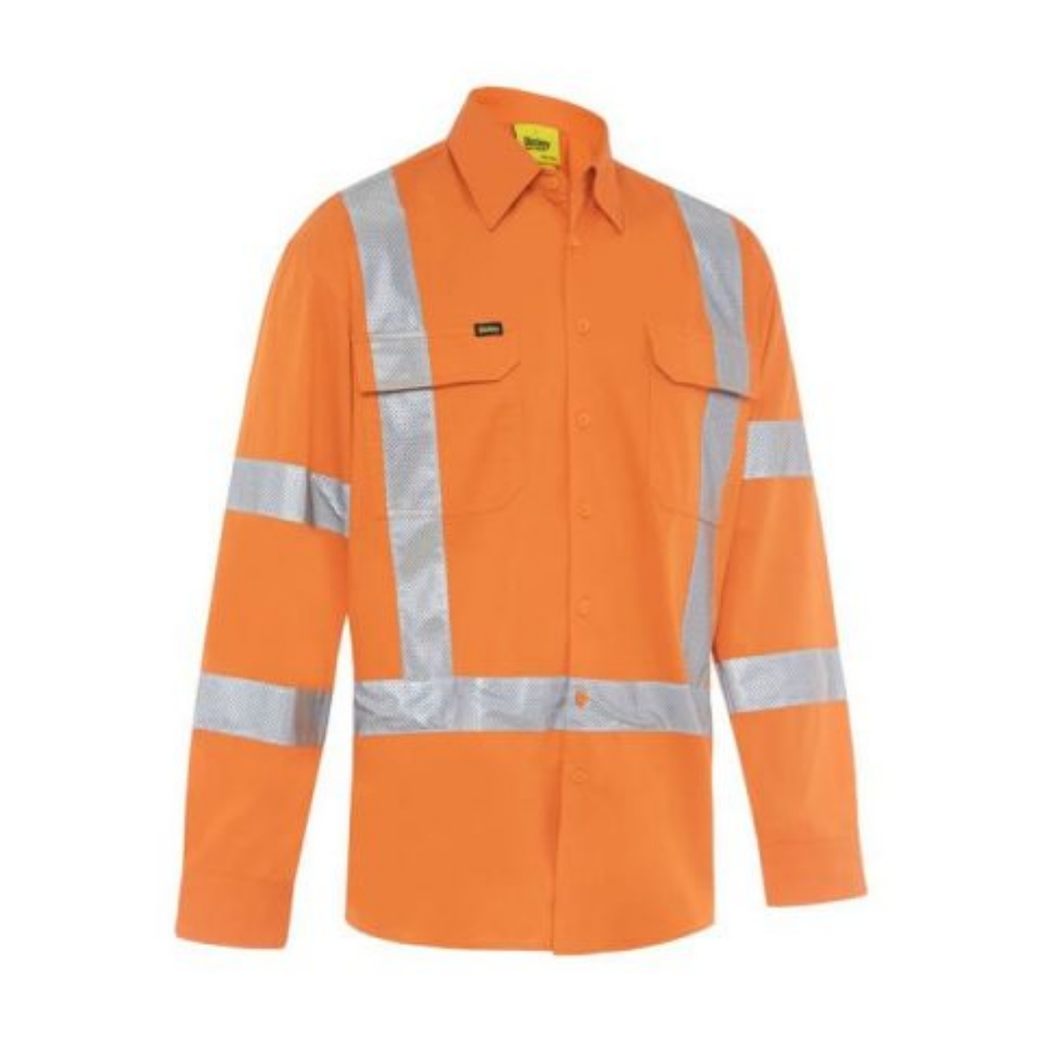 Picture of Bisley X Taped Biomotion Hi Vis Cool Lightweight Drill Shirt RAIL ORANGE