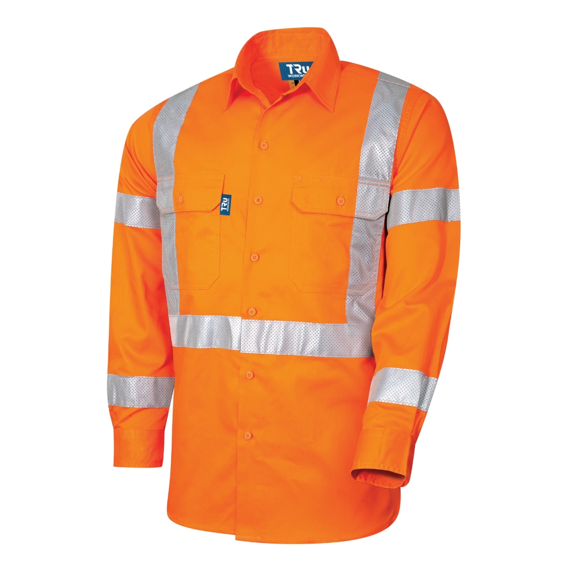 Picture of TRU Lightweight NSW Rail Vented L/S Hi-Vis Drill Shirt with Perforated Reflective Tape - SP Orange