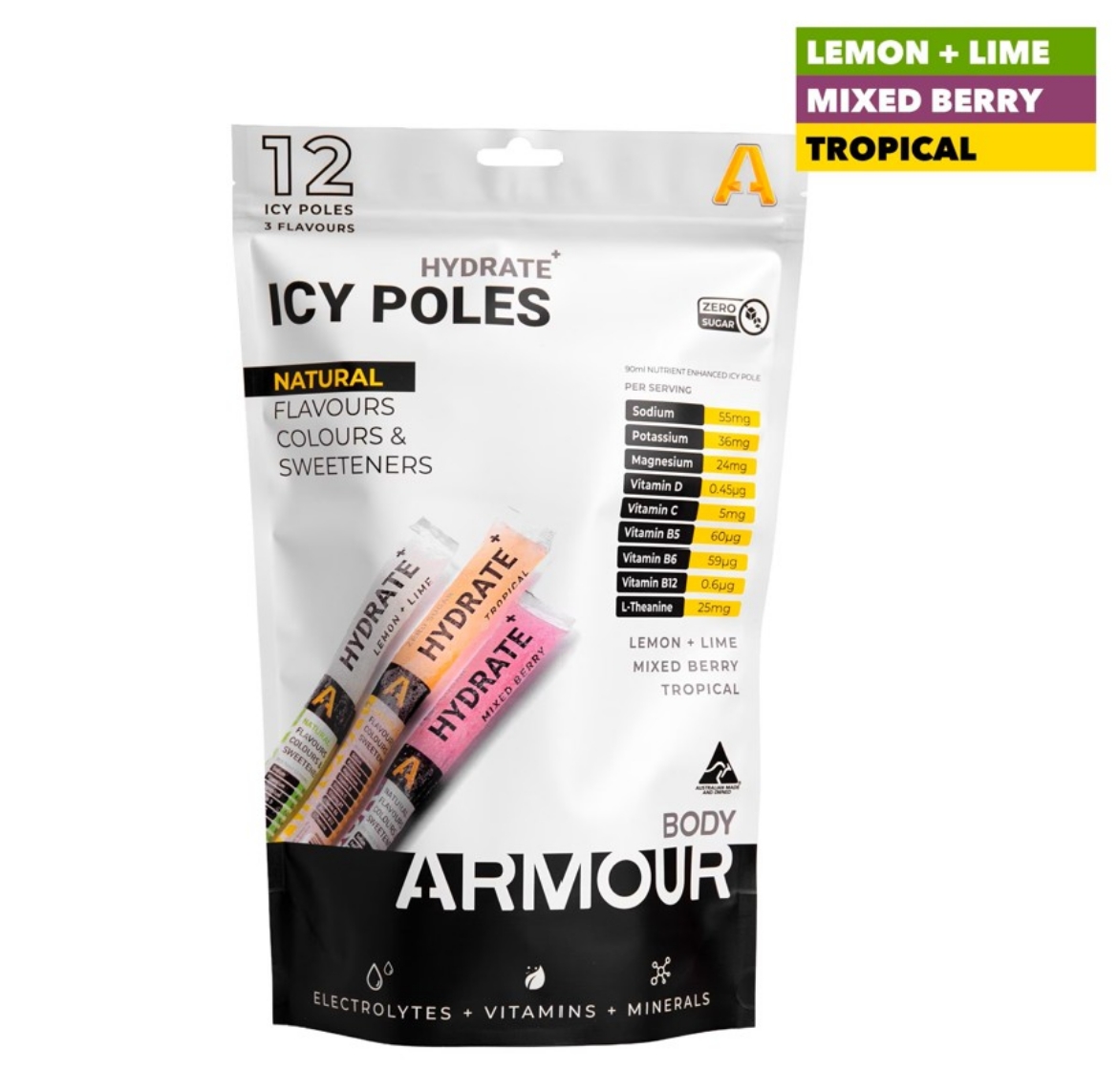 Picture of Body Armour Hydrate+ Icy Poles - Mixed (12 Pack)