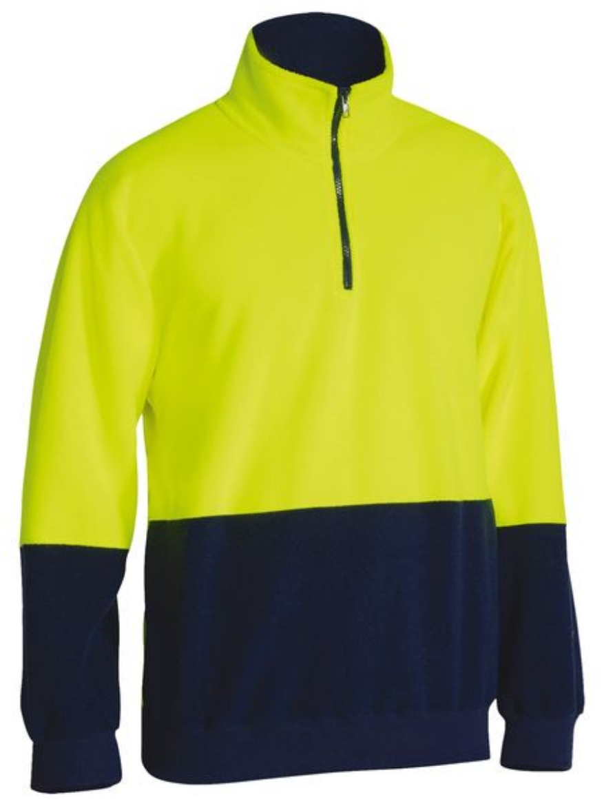 Picture of Bisley Hi Vis Polar fleece Zip Pullover - Yellow/Navy