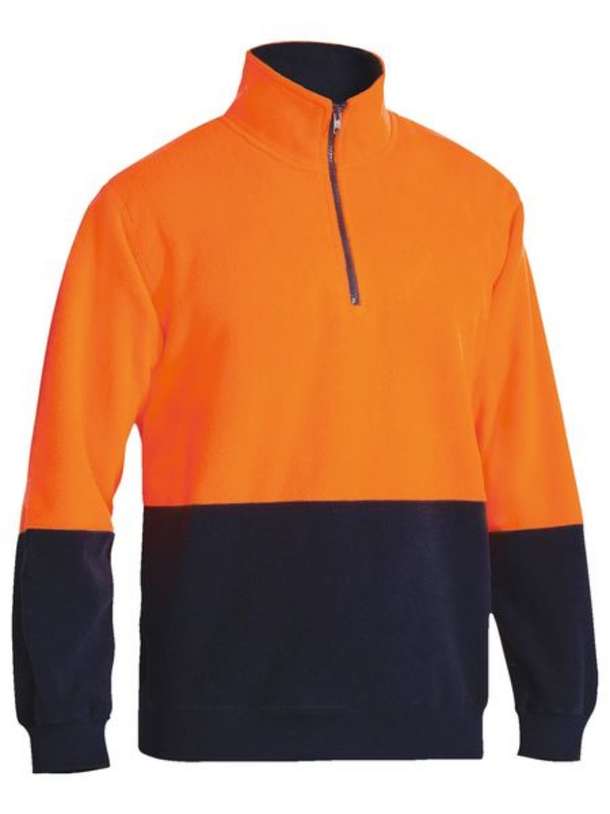 Picture of Bisley Hi Vis Polar fleece Zip Pullover - Orange/Navy