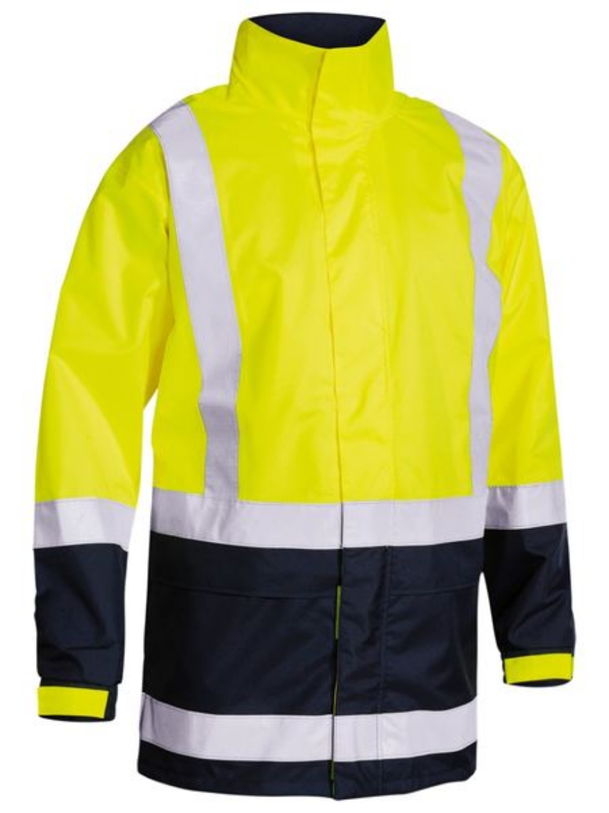 Picture of Bisley Taped Hi Vis Rain Shell Jacket YELLOW/NAVY