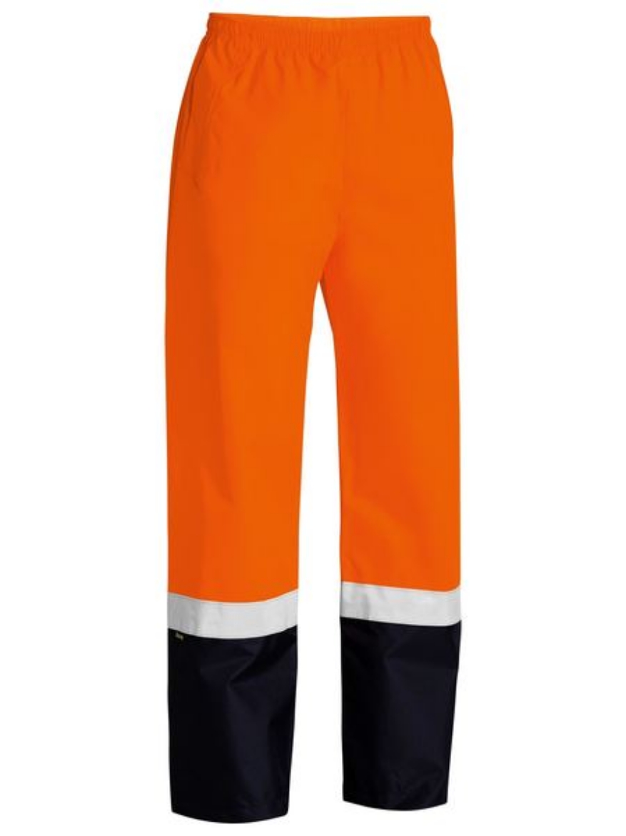 Picture of Bisley Taped Hi Vis Rain Shell Pants ORANGE/NAVY