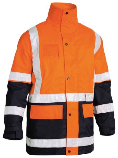 Picture of Bisley Taped 5 In 1 Rain Jacket ORANGE/NAVY