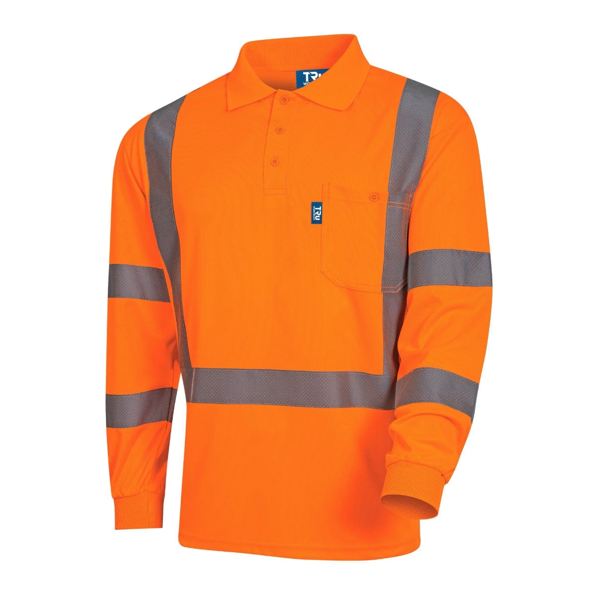 Picture of TRU Workwear Mircomesh L/S Hi-Vis Polo NSW Rail Shirt SPO with Perforated Reflective Tape