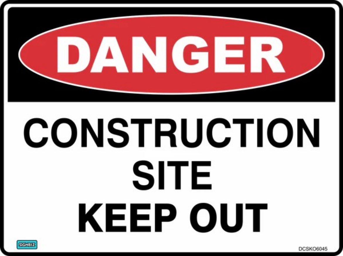 Picture of Danger Sign - Construction Site Keep Out 600x450 Flute 3mm