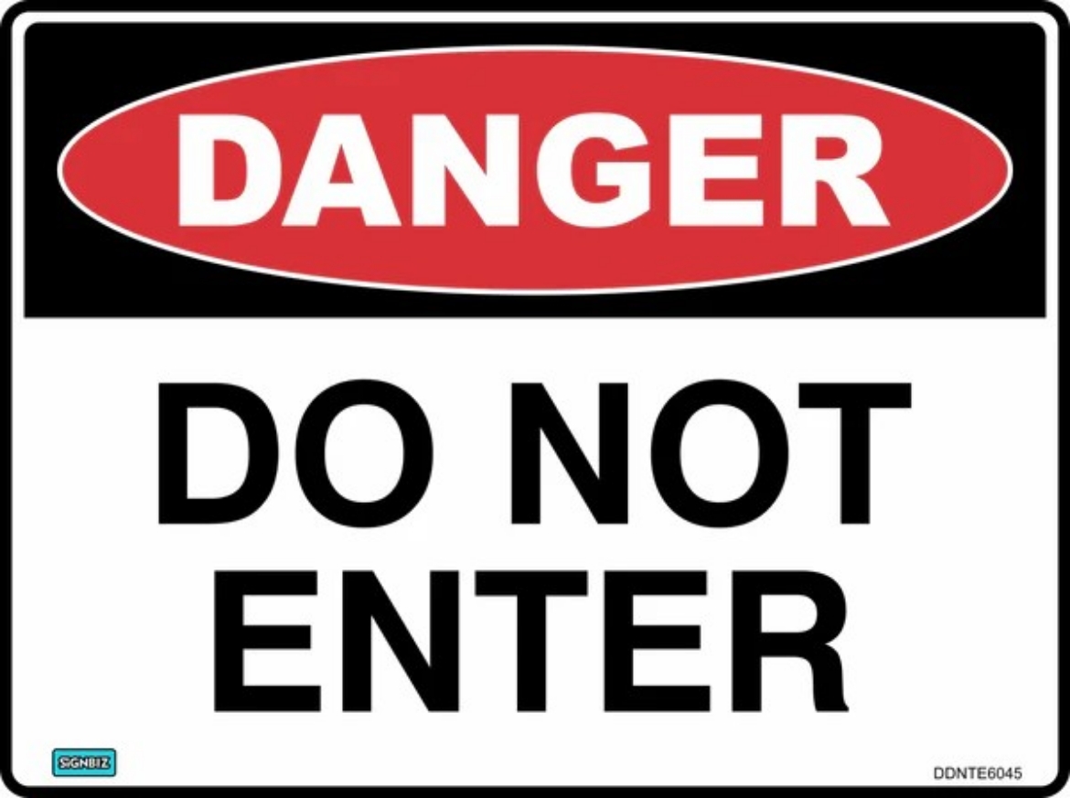 Picture of Danger Do Enter  Sign 600x450 Flute 3mm