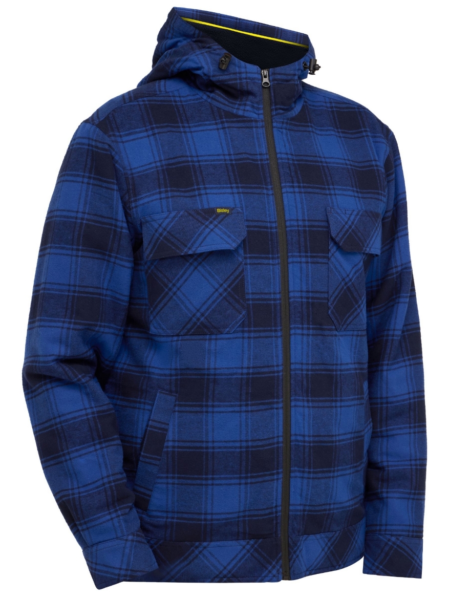 Picture of Bisley Zip Hoodie with Sherpa Lining - Blue Check