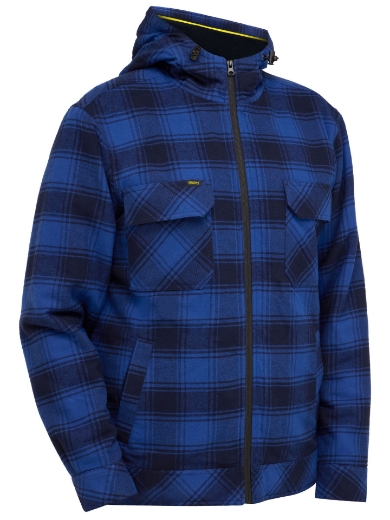 Picture of Bisley Zip Hoodie with Sherpa Lining - Blue Check