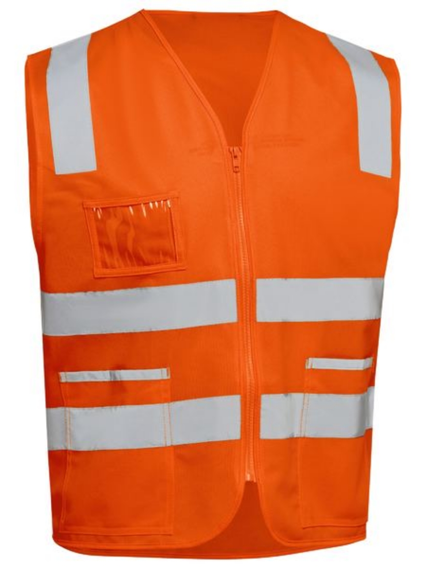 Picture of Bisley Taped Hi Vis Safety Zip Vest - Orange