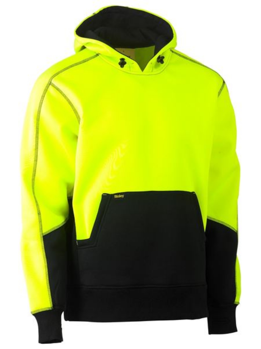 Picture of Bisley Hi Vis Fleece Hoodie Pullover- Yellow/Navy