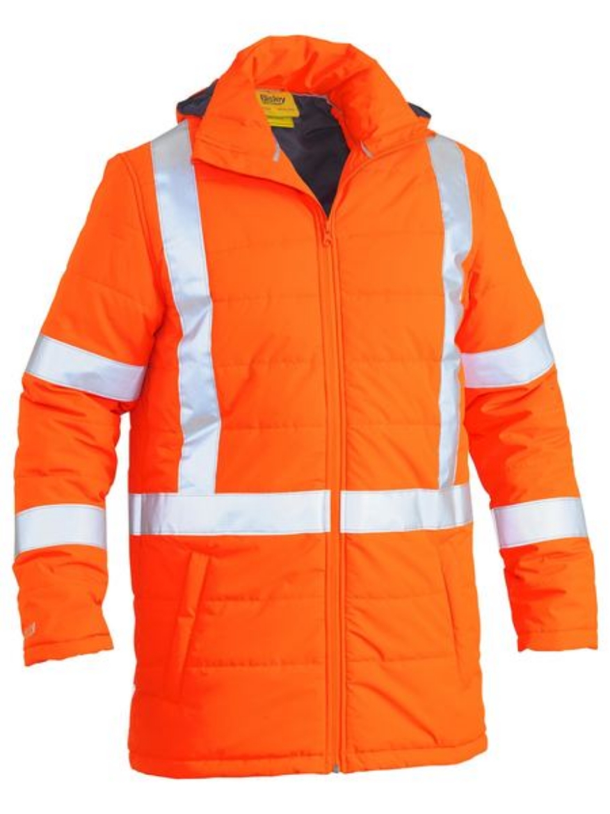 Picture of Bisley Taped Hi Vis Puffer Jacket with X Back - Rail Orange