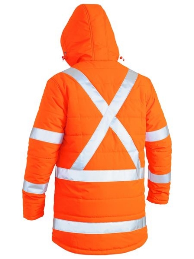 Picture of Bisley Taped Hi Vis Puffer Jacket with X Back - Rail Orange