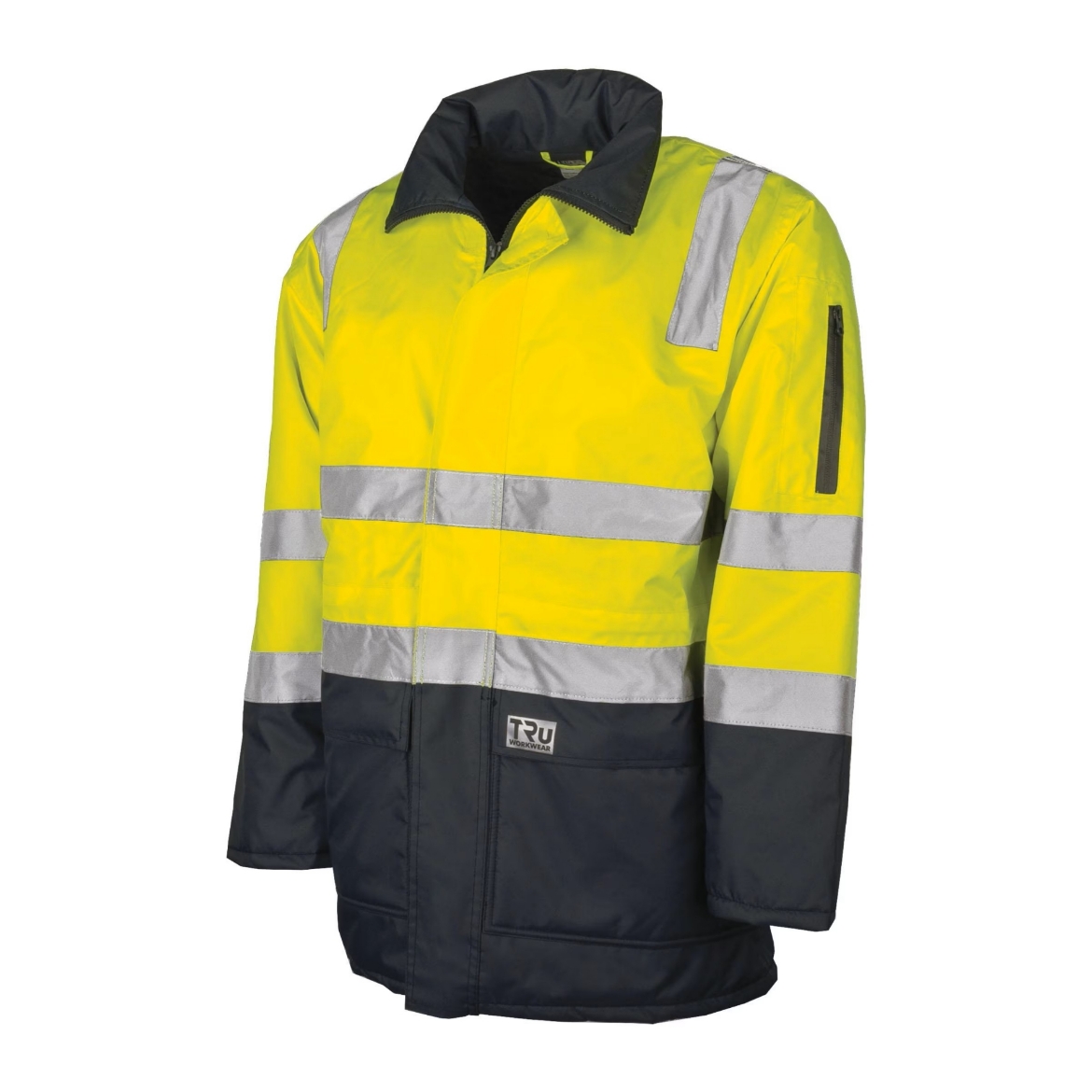 Picture of TRU Workwear Quilted Rain Jacket with Reflective Tape - Yellow/Navy
