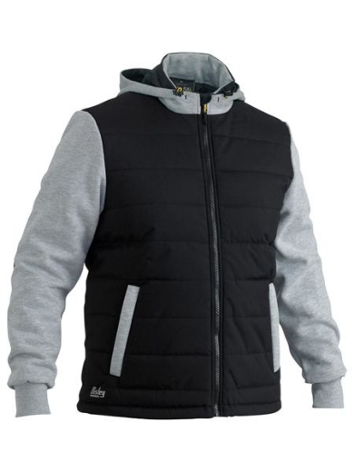 Picture of Bisley Flx & Move™ Contrast Puffer Fleece Hooded Jacket - Black/Grey