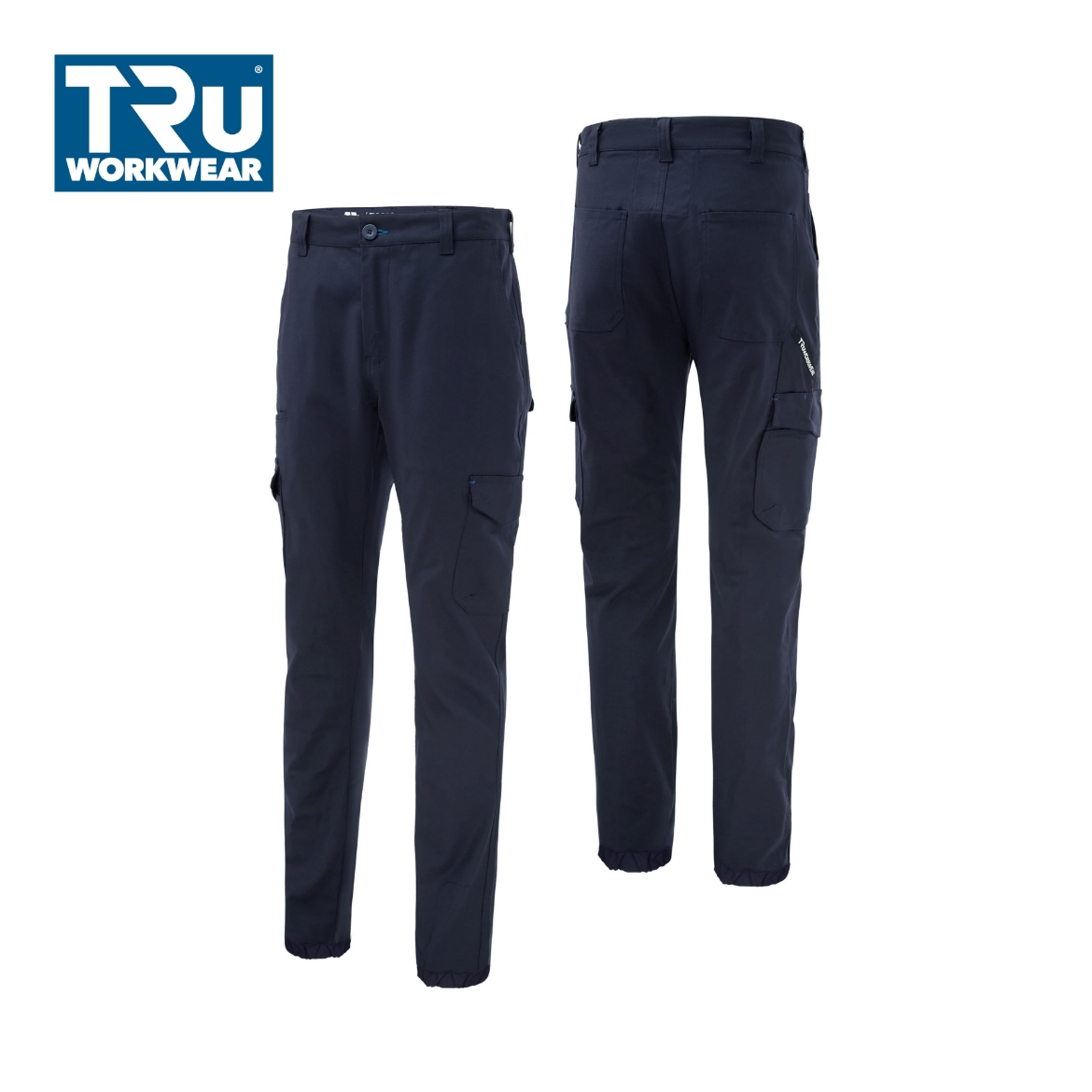 Picture of TRU Midweight Cotton Stretch Cargo Cuffed Trousers - Navy