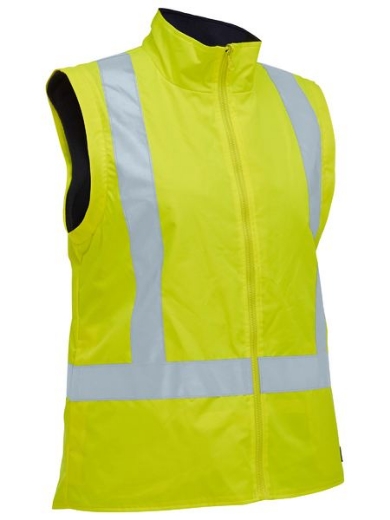 Picture of Bisley Women's Taped Hi Vis 5 in 1 Rain Jacket YELLOW/NAVY