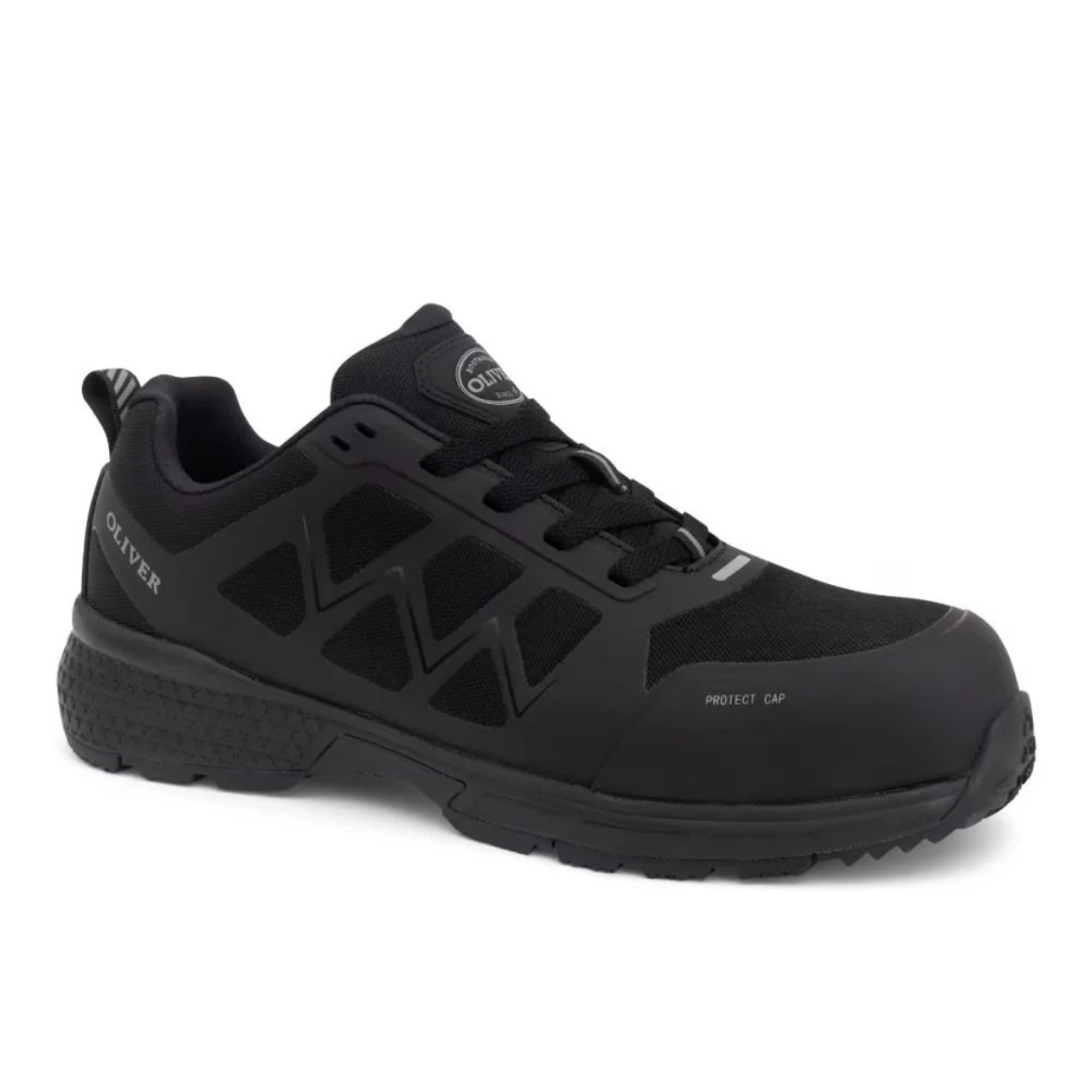 Picture of Oliver Lace Up Sports Shoe, Water Resistant Synthetic and TPU Materials,  Fully Non-Metallic Black